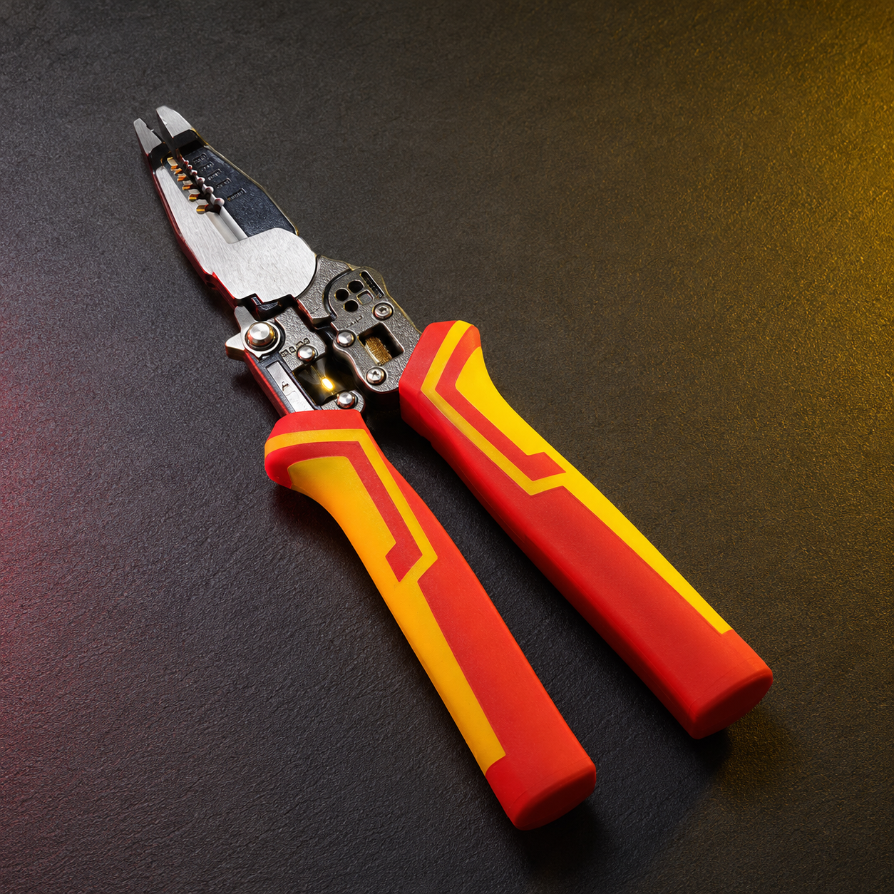 Close detail of the wire tool jaws